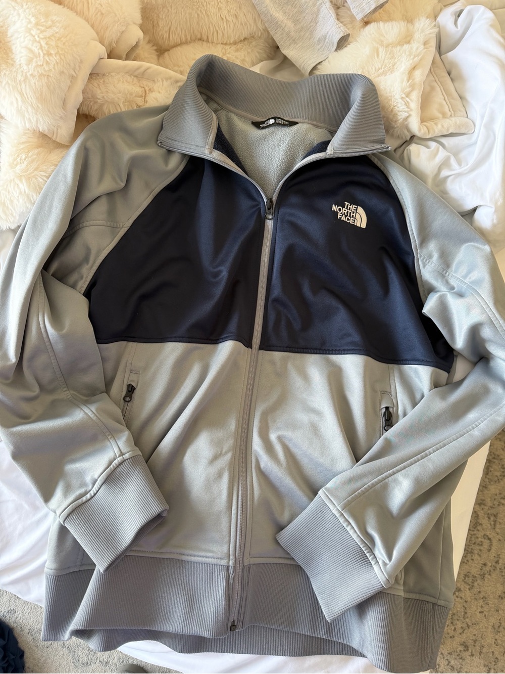 The North Face Gray & Navy Full Zip Fleece-Lined Jacket